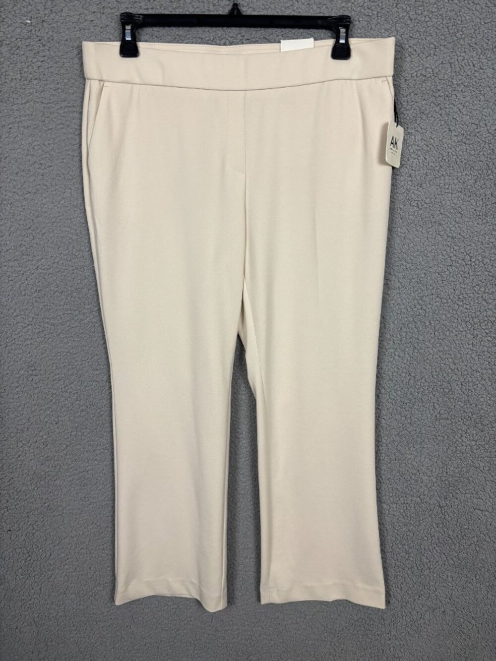 Anne Klein Womens Petite Pull-on Straight-Leg Slash-Pocket Pants Cream PXL NWTs